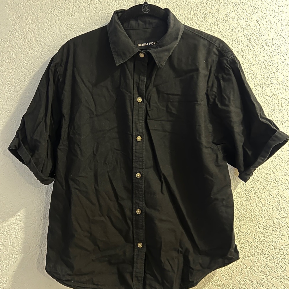 Aritzia Denim Forum Black Oversized Womens Shirt (US XS)